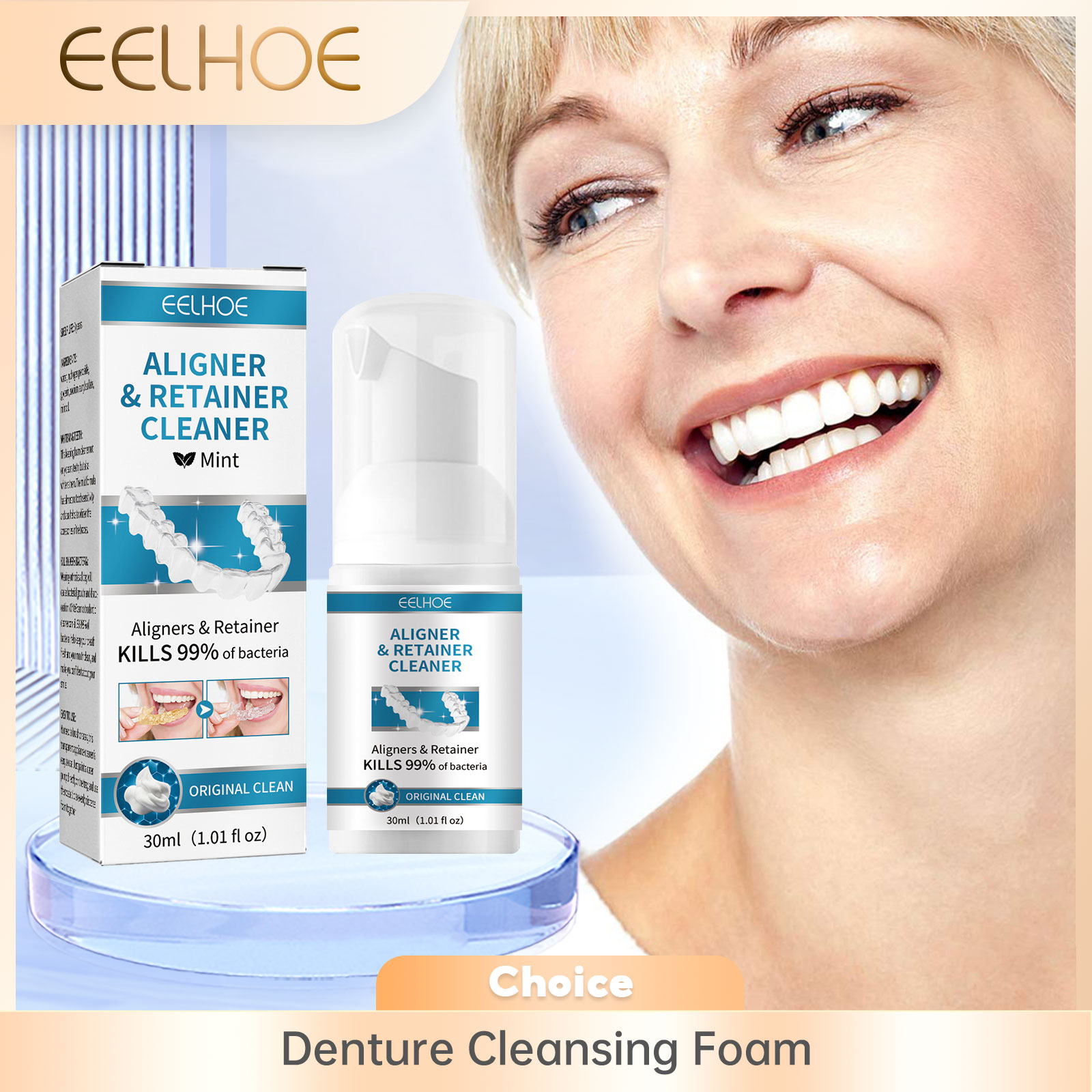 Teeth Whitening Natural - Aligner 틀니 클리너 폼 딥 클리닝