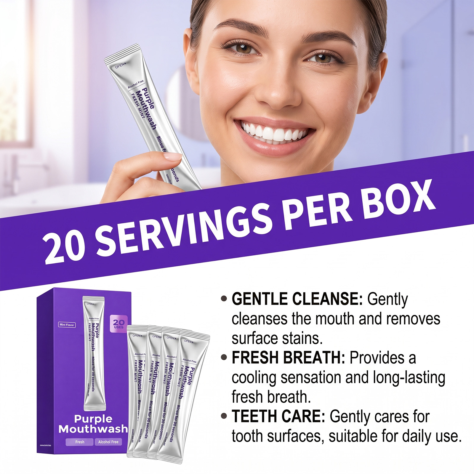 20팩 인스턴트 화이트닝 구강청결제 치아 색상 교정 구 - Teeth Whitening Natural 리뷰 및 가격