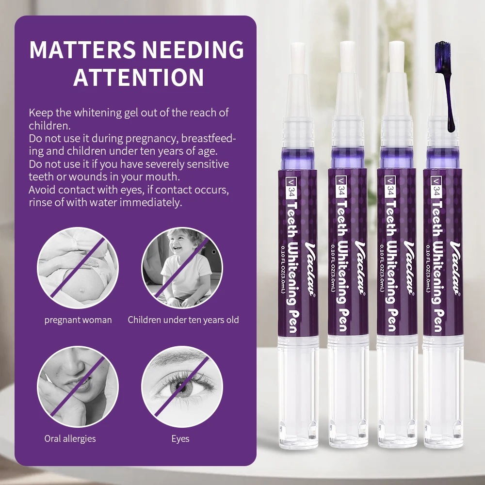 바츨라프 V34 퍼플 치아 미백 젤 펜, 얼룩 제거 및 - Teeth Whitening Gels Used By Dentists 리뷰 및 가격