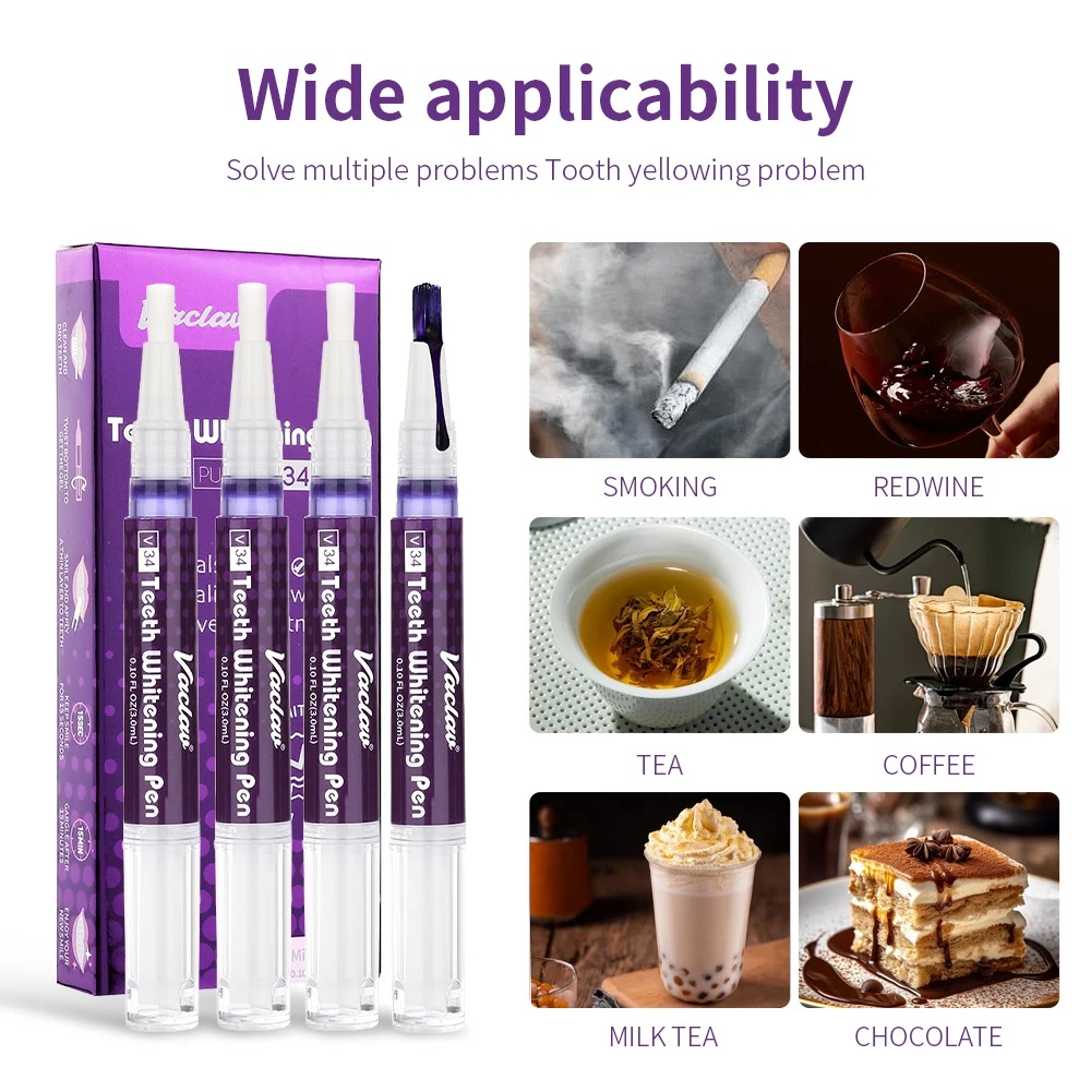 바츨라프 V34 퍼플 치아 미백 젤 펜, 얼룩 제거 및 - Teeth Whitening Gels Used By Dentists 리뷰 및 가격